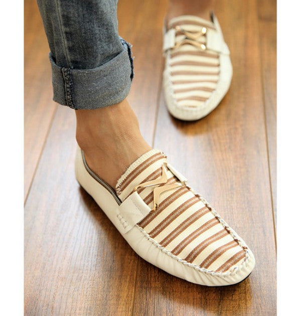 Striped Casual Driving Shoes