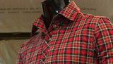 Plaid Pattern Slim Fit Long Sleeve Shirt