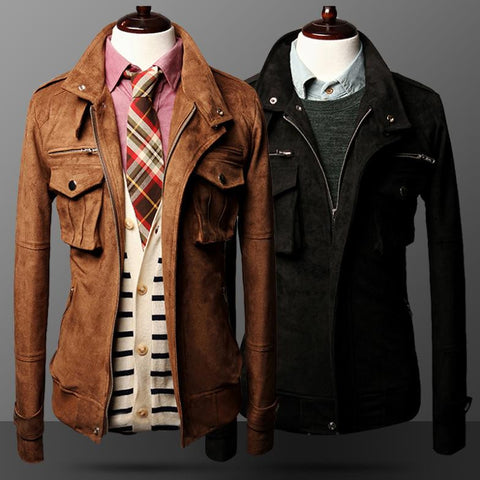 Suede Slim Fit Motorcycle Jacket