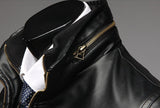 3 Zipper Slim Fit Faux Leather Motorcycle Jacket