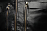 3 Zipper Slim Fit Faux Leather Motorcycle Jacket