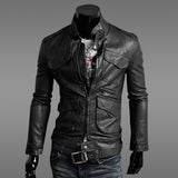 Faux Leather Men's Motorcycle Jacket