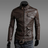 Faux Leather Men's Motorcycle Jacket