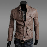 Faux Leather Men's Motorcycle Jacket