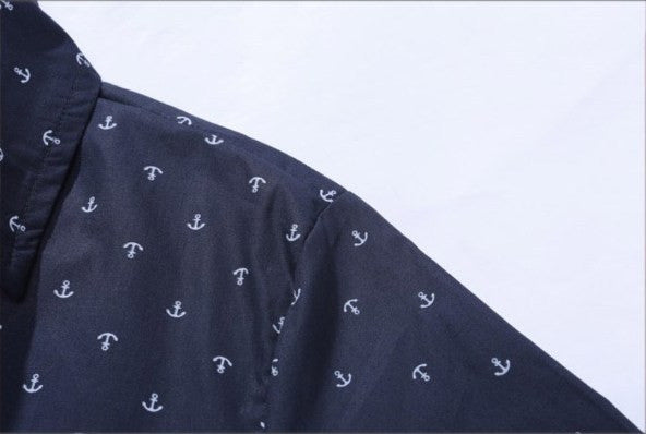 Anchor Pattern Slim Fit Dress Shirt