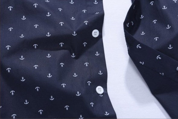 Anchor Pattern Slim Fit Dress Shirt