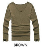 Classic Cotton V Neck Long Sleeve T-shirt