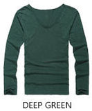 Classic Cotton V Neck Long Sleeve T-shirt