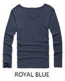 Classic Cotton V Neck Long Sleeve T-shirt