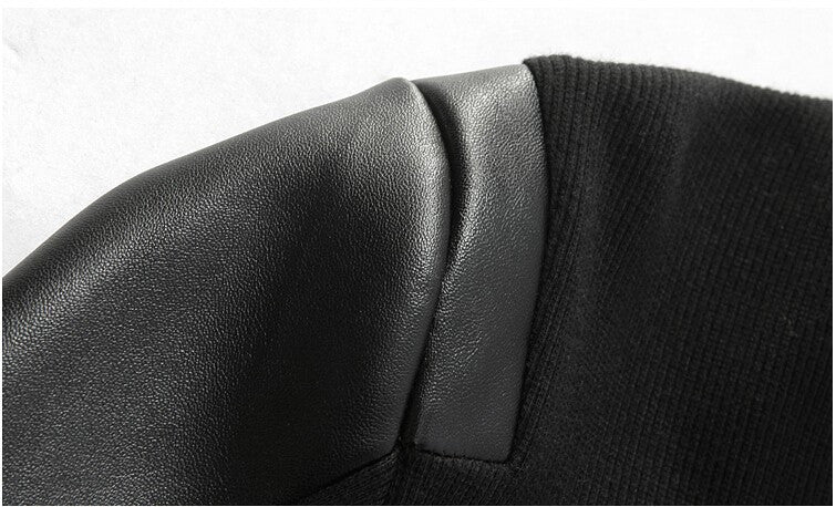 "Thin" Slim Fit Sweater With Leather Look Sleeves