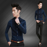 Square Collar 2015 No Iron Slim Fit Dress Shirt