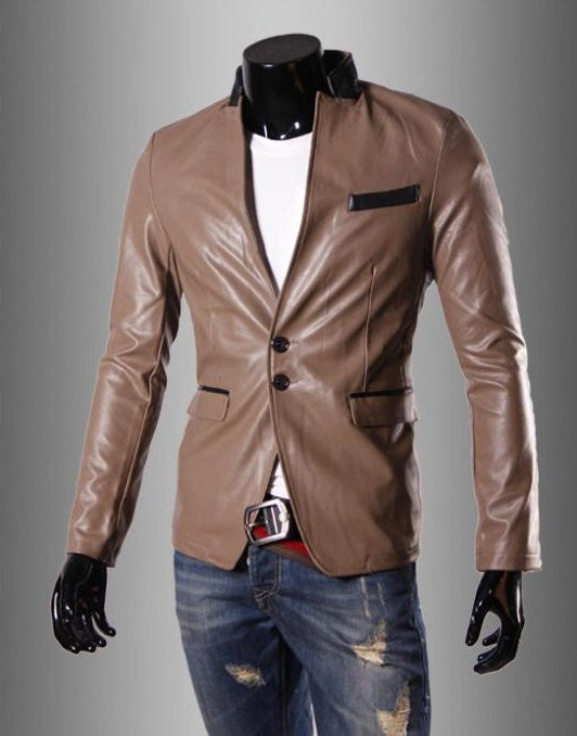 Leather Look Slim Fit Blazer