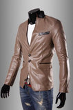 Leather Look Slim Fit Blazer