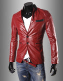 Leather Look Slim Fit Blazer