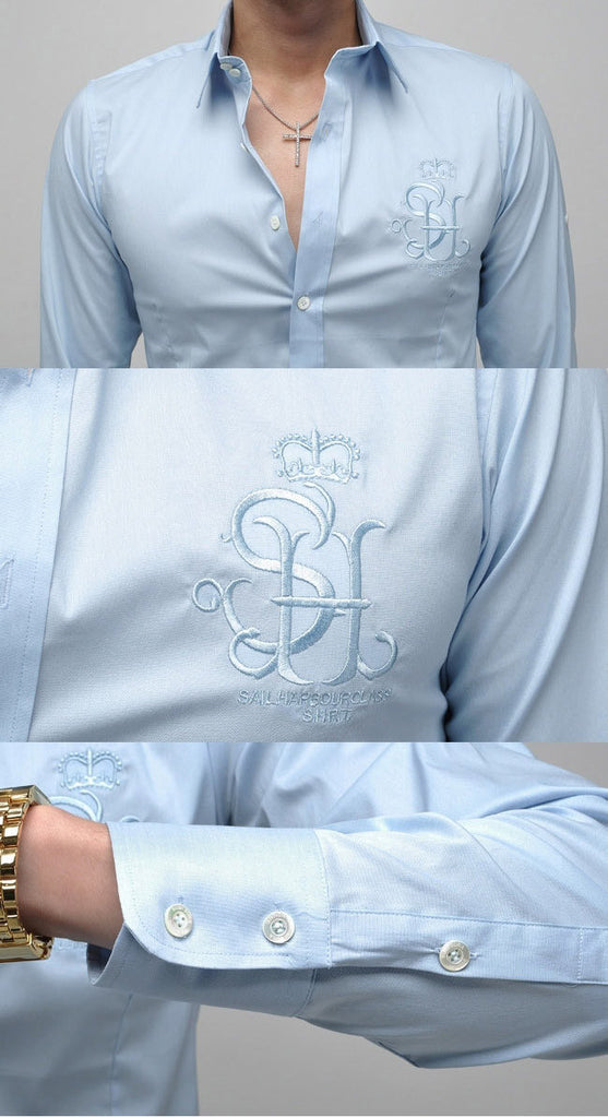 S.H. Logo "Made Man" Slim Fit Dress Shirt