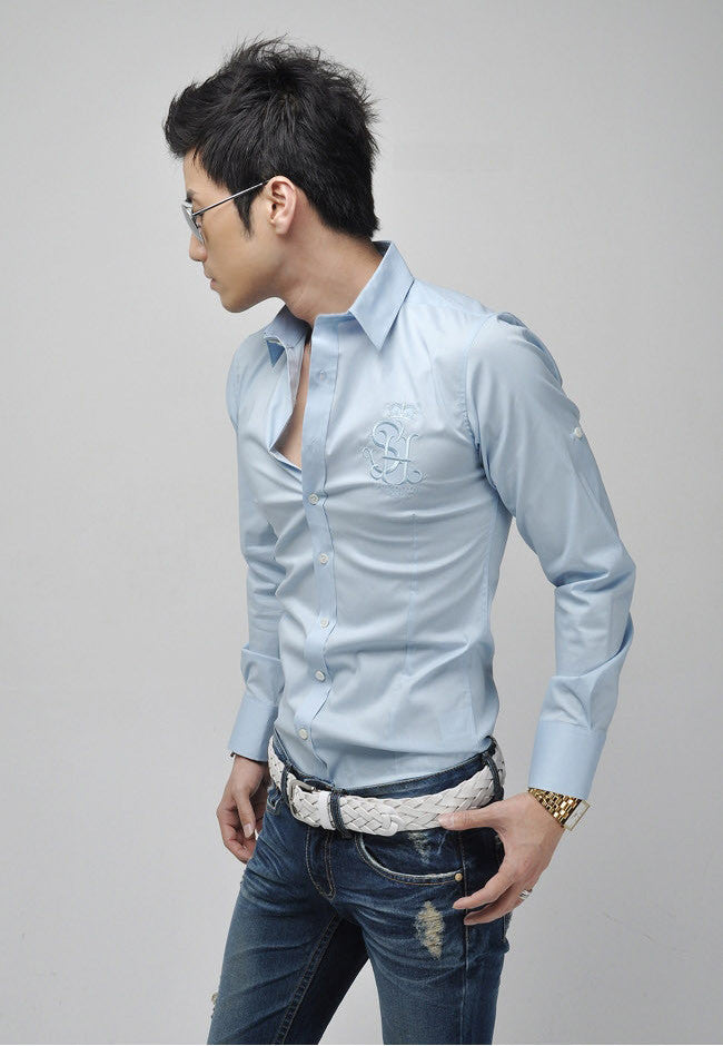 S.H. Logo "Made Man" Slim Fit Dress Shirt