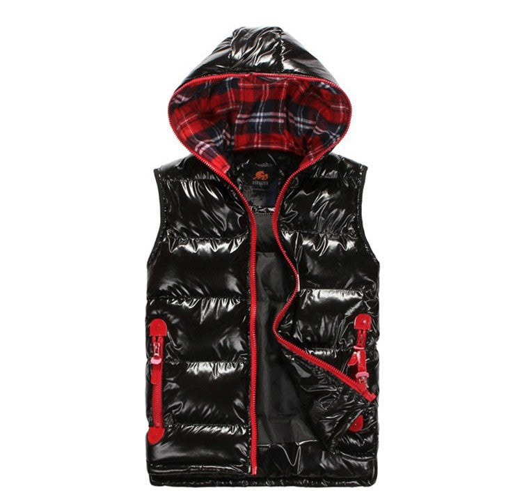 Slim Fit Bubble Vest With Hoodie