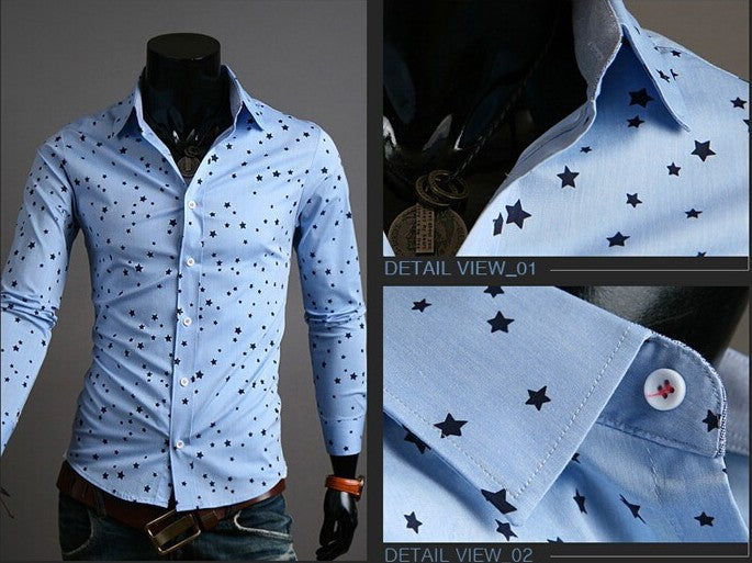 Star Pattern Long Sleeve Dress Shirt