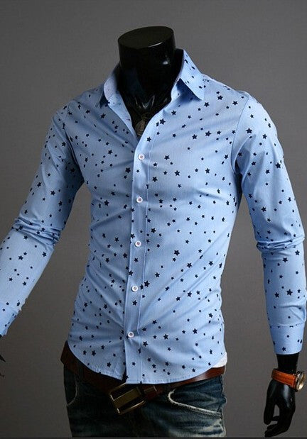 Star Pattern Long Sleeve Dress Shirt