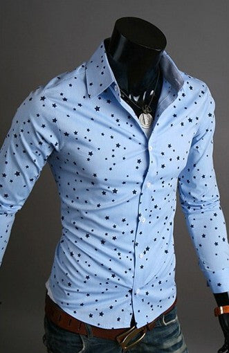 Star Pattern Long Sleeve Dress Shirt