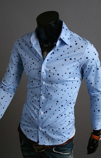 Star Pattern Long Sleeve Dress Shirt