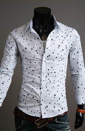 Star Pattern Long Sleeve Dress Shirt