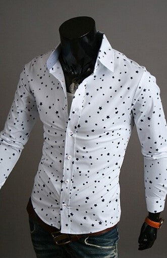 Star Pattern Long Sleeve Dress Shirt