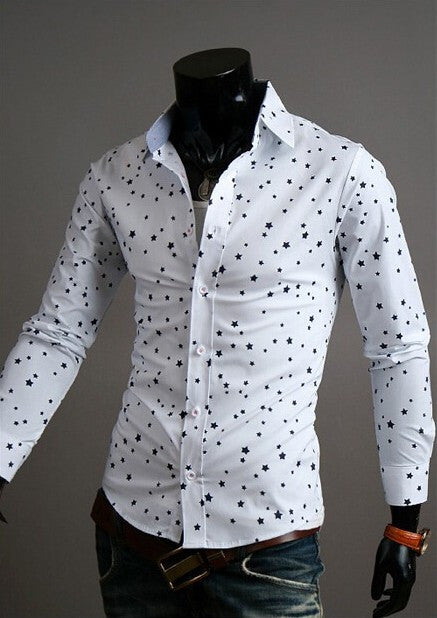 Star Pattern Long Sleeve Dress Shirt