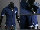 Striped Pocket Short Sleeves Slim Fit Casual Shirt