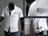 Striped Pocket Short Sleeves Slim Fit Casual Shirt