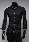 Stripped Collar Slim Fit Long Sleeve Shirt