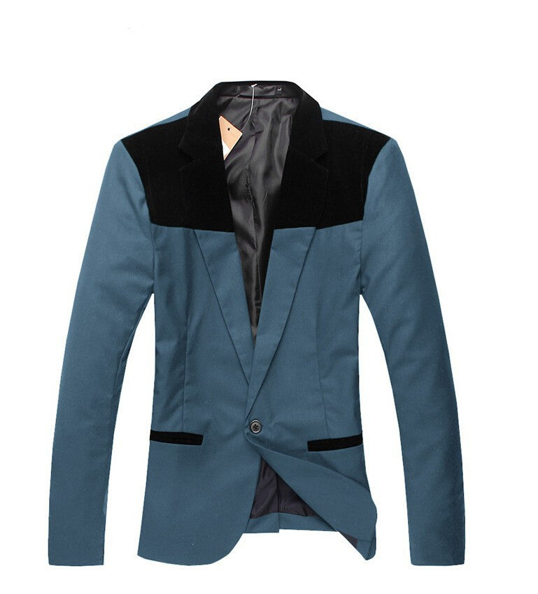 Two Tone Single Button Slim Fit Blazer