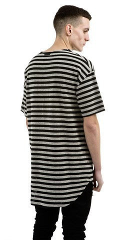 Urban/Trap/Jeezy Style Men's t shirt long sleeve striped cotton curved hem bottom