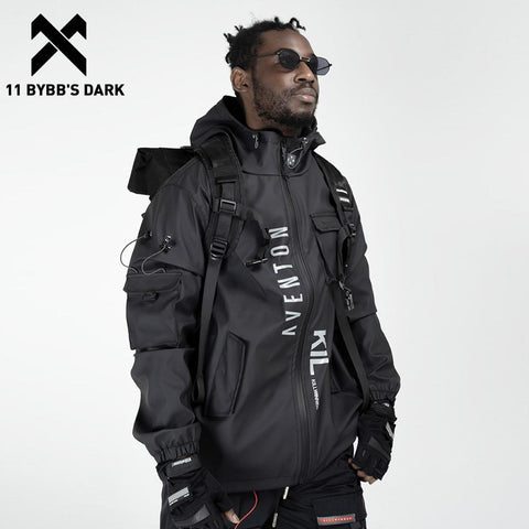 2020 DARK Multi Pockets Cargo Jackets Men Windbreaker