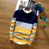 2017 Fall Collection Men's Round Collar Slim Fit Striped Sweater