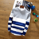 2017 Fall Collection Men's Round Collar Slim Fit Striped Sweater