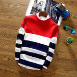 2017 Fall Collection Men's Round Collar Slim Fit Striped Sweater